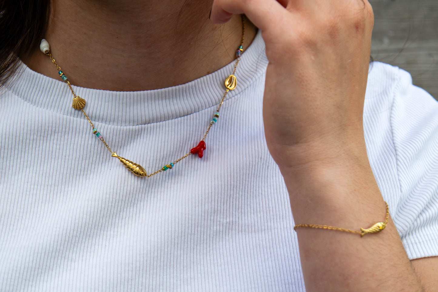 Colourful fish necklace