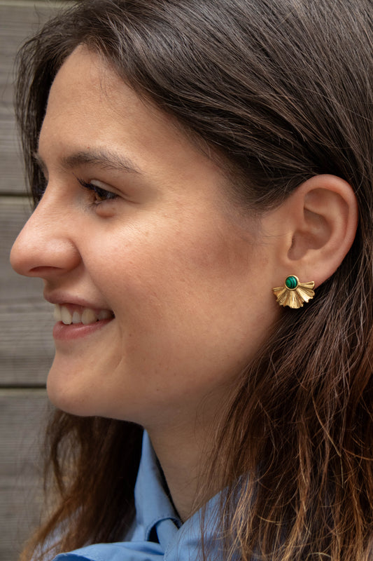 Wave green earring