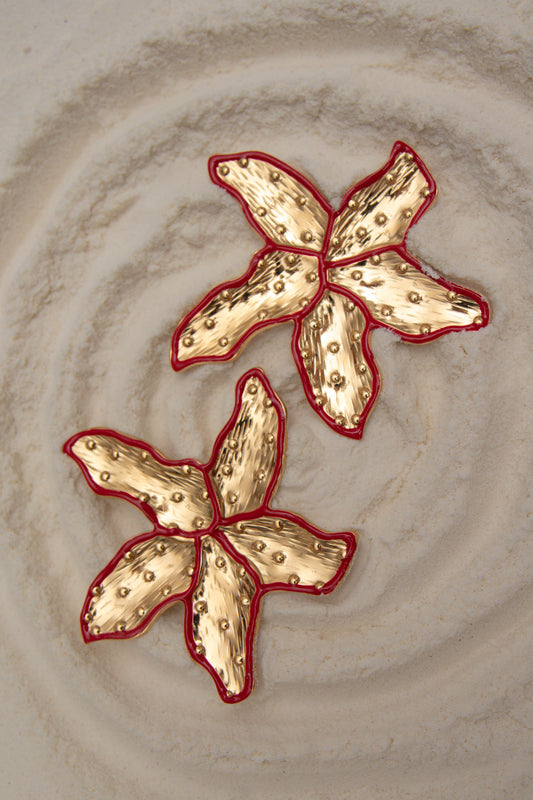 Red flower earrings