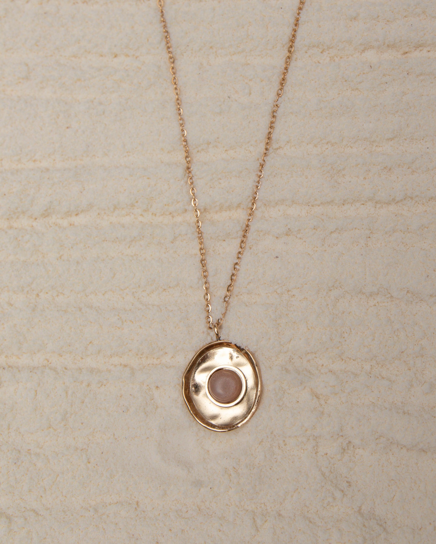 Pink disc necklace