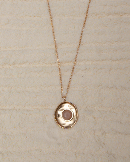 Pink disc necklace