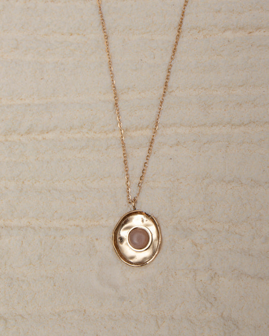 Pink disc necklace