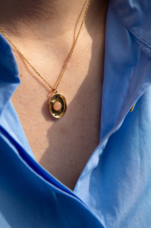 Pink disc necklace