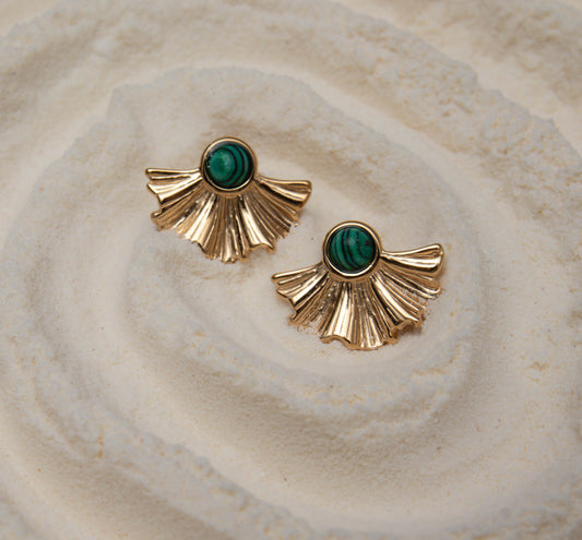 Wave green earring
