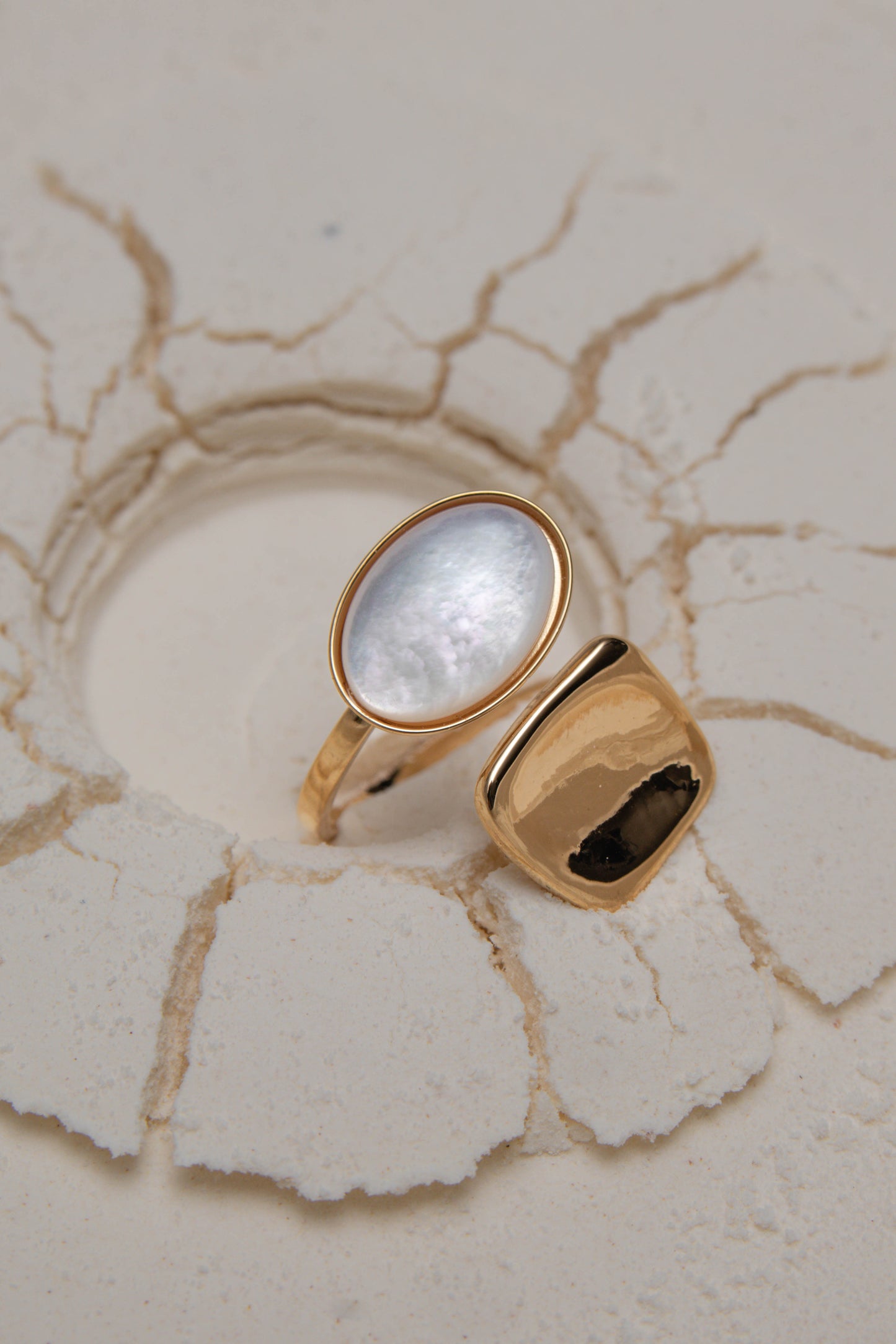 Square white stone ring