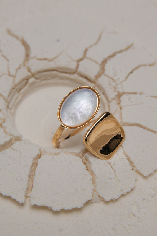 Square white stone ring