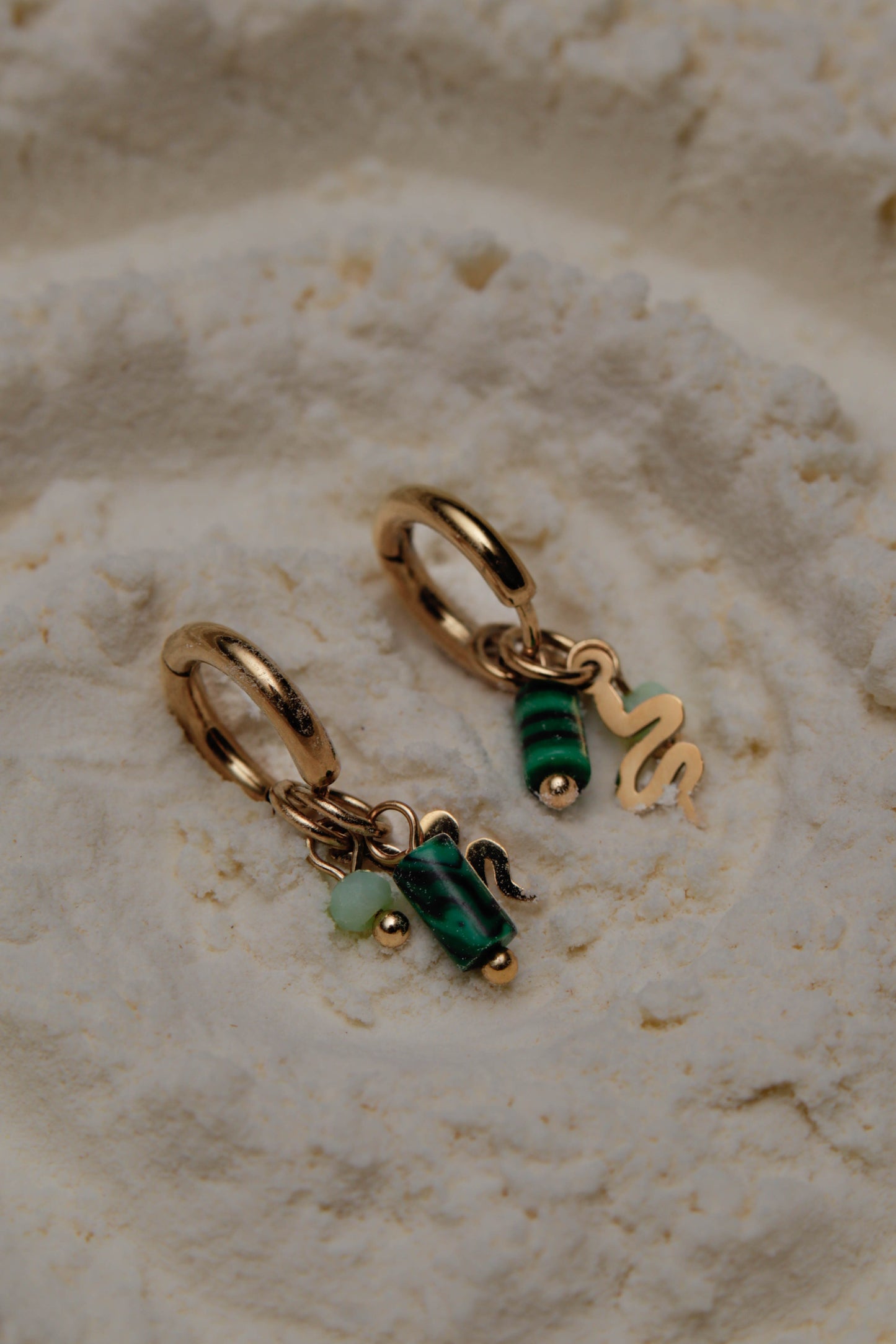 Green snake earrings