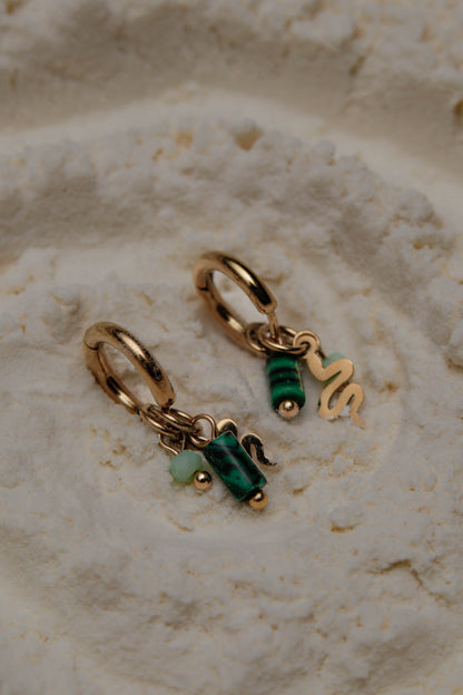 Green snake earrings